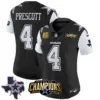 Womens Dallas Cowboys 2023 NFC East Champions Patch Vapor Jersey Dak Prescott Jersey Black