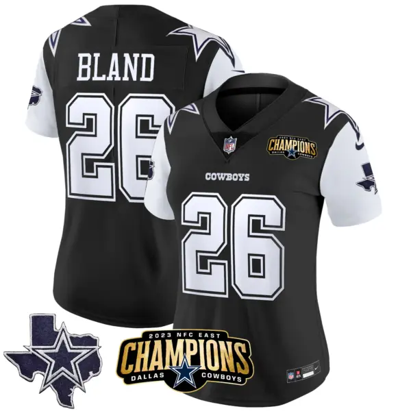 Womens Dallas Cowboys 2023 NFC East Champions Patch Vapor Jersey Daron Bland Jersey Black