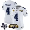 Womens Dallas Cowboys 2023 NFC East Champions Patch Vapor Jersey Dak Prescott Jersey White
