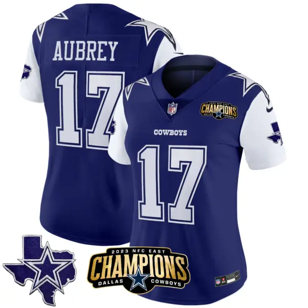 Womens Dallas Cowboys 2023 NFC East Champions Patch Vapor Jersey Brandon Aubrey Jersey Royal