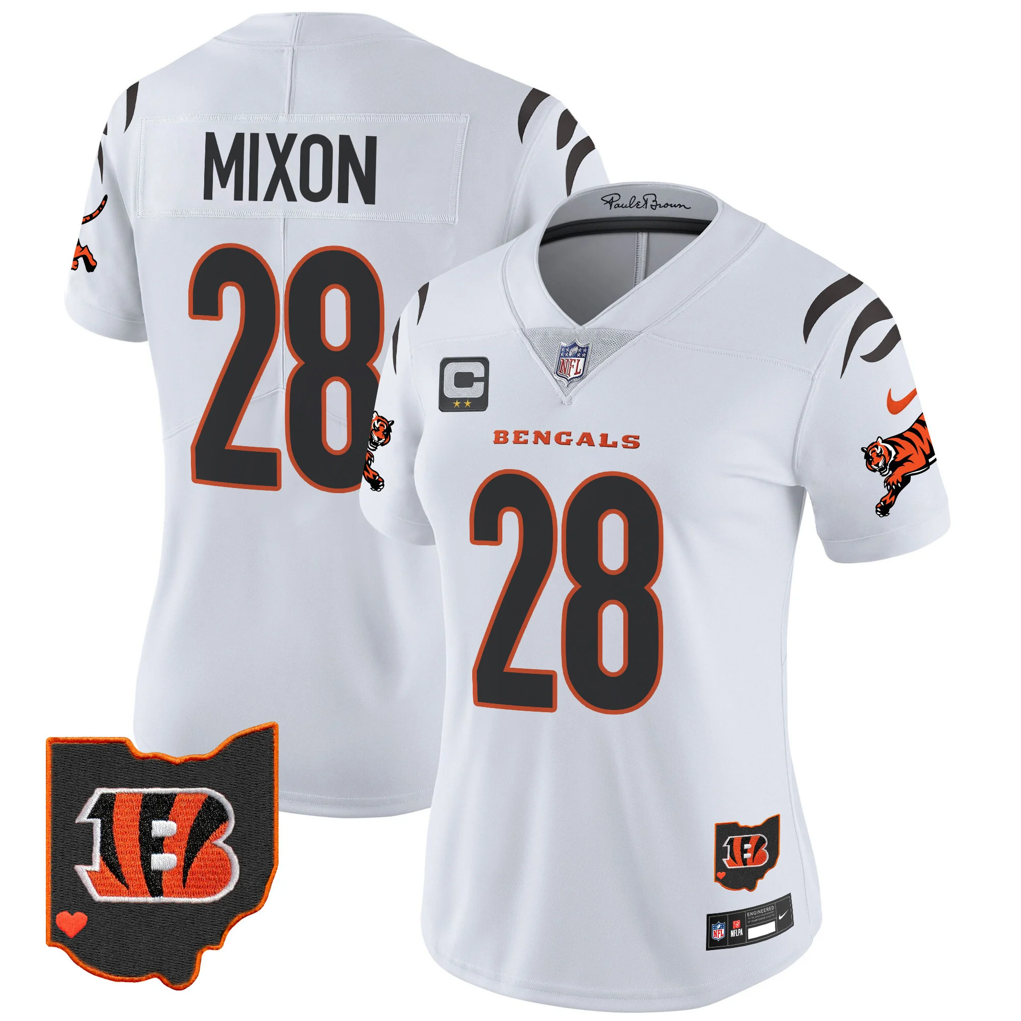 Womens Cincinnati Bengals 2024 Vapor Limited Jersey Joe Mixon Jersey White