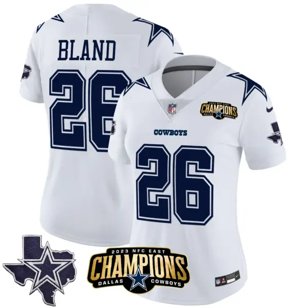 Womens Dallas Cowboys 2023 NFC East Champions Patch Vapor Jersey Daron Bland Jersey White
