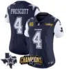 Womens Dallas Cowboys 2023 NFC East Champions Patch Vapor Jersey Dak Prescott Jersey Navy