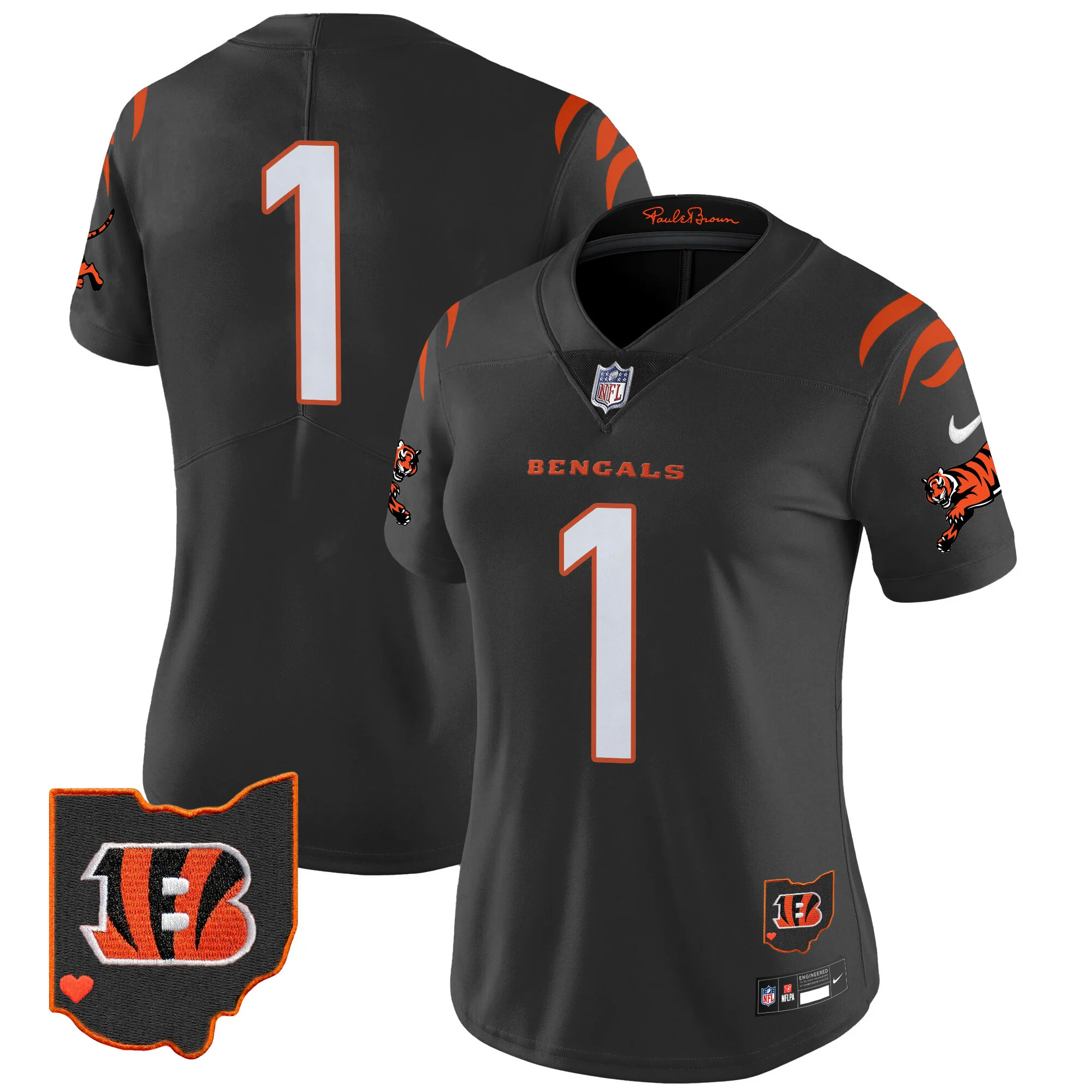 Womens Cincinnati Bengals 2024 Vapor Limited Jersey #1 Team Jersey Black
