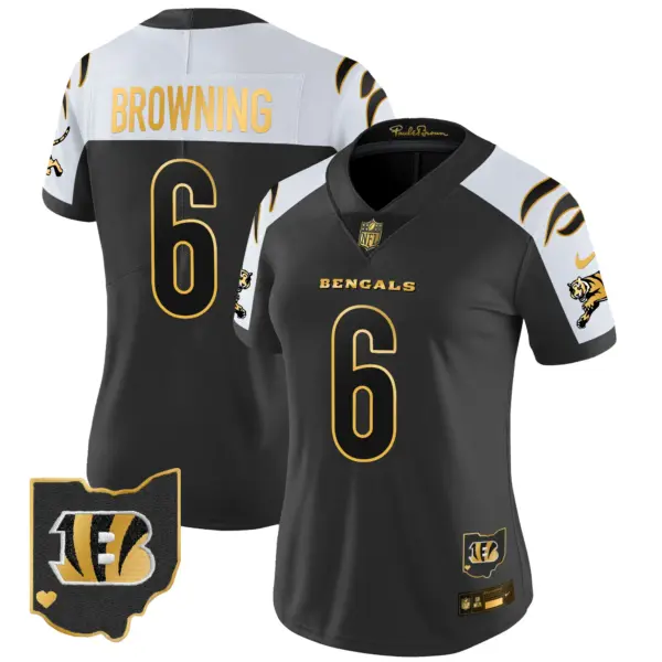 Womens Cincinnati Bengals 2024 Gold Vapor Limited Jersey Jake Browning Jersey Alternate