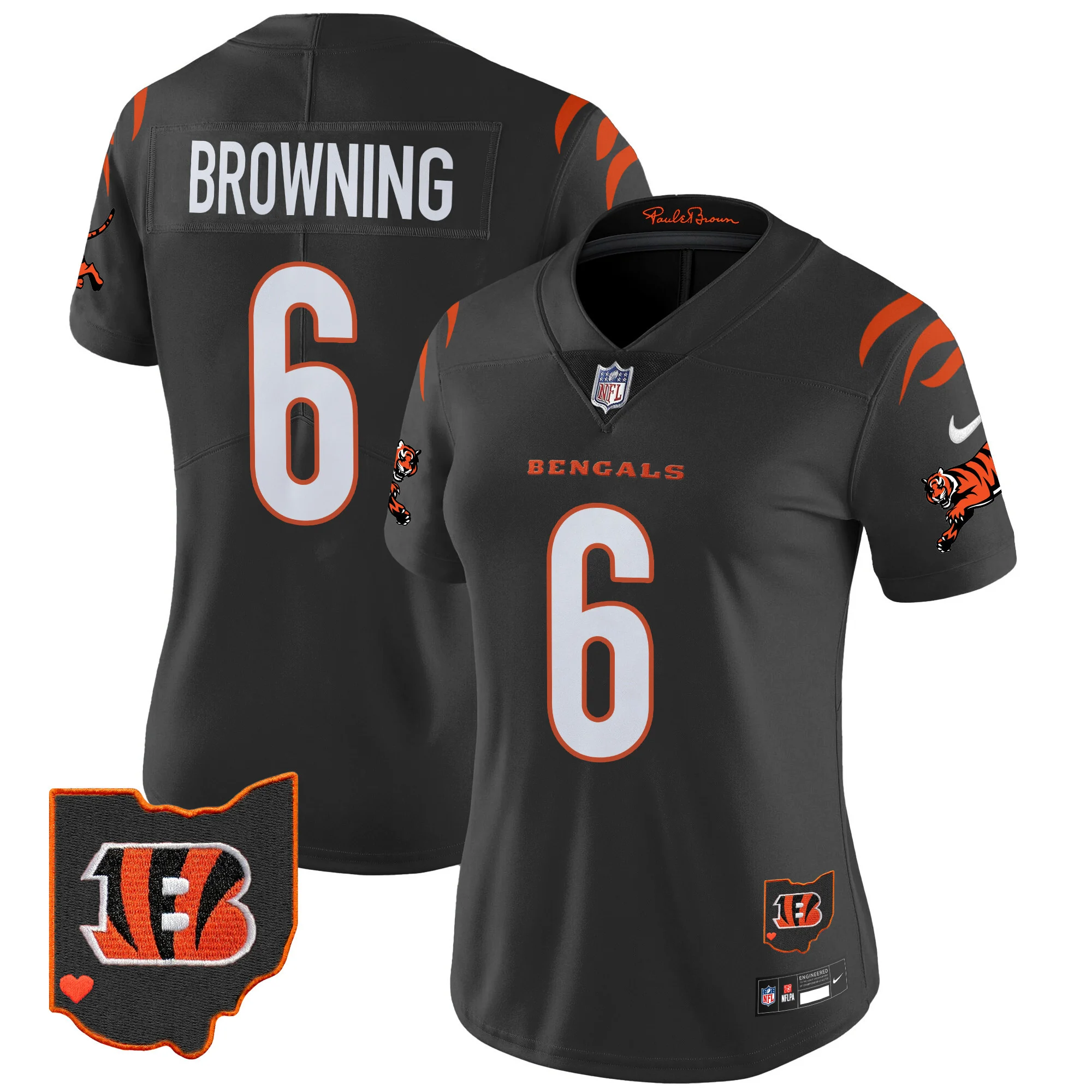 Womens Cincinnati Bengals 2024 Vapor Limited Jersey Jake Browning Jersey Black