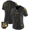 Womens Cincinnati Bengals 2024 Gold Vapor Limited Jersey #1 Team Jersey Black Gold