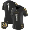 Womens Cincinnati Bengals 2024 Gold Vapor Limited Jersey #1 Team Jersey Black Limited