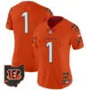 Womens Cincinnati Bengals 2024 Vapor Limited Jersey #1 Team Jersey Orange