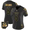 Womens Cincinnati Bengals 2024 Gold Vapor Limited Jersey Tee Higgins Jersey Black Gold