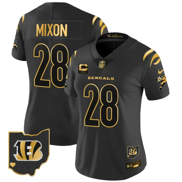 Womens Cincinnati Bengals 2024 Gold Vapor Limited Jersey Joe Mixon Jersey Black Gold