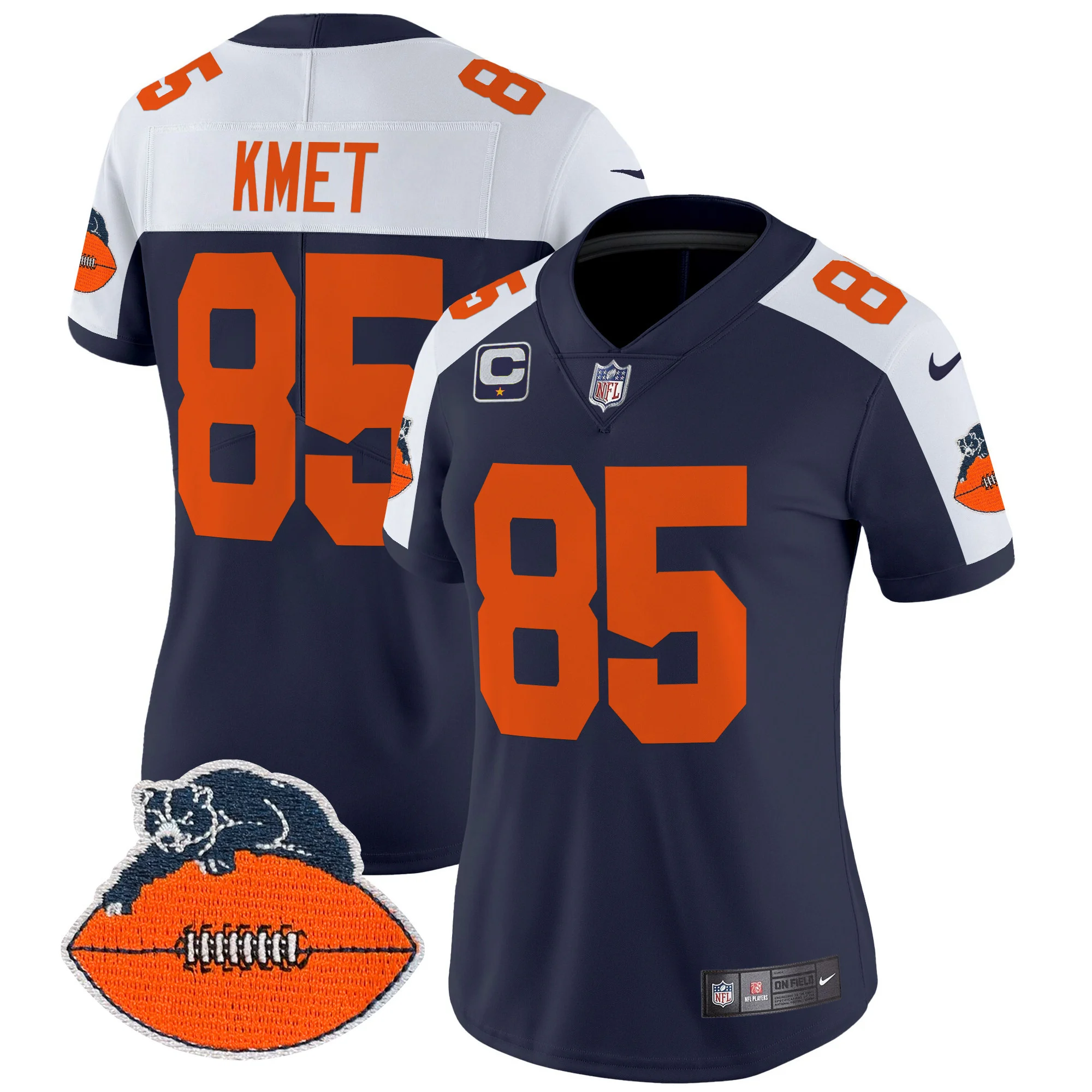 Womens Chicago Bears Throwback Vapor Limited Jersey Cole Kmet Jersey Navy Alternate