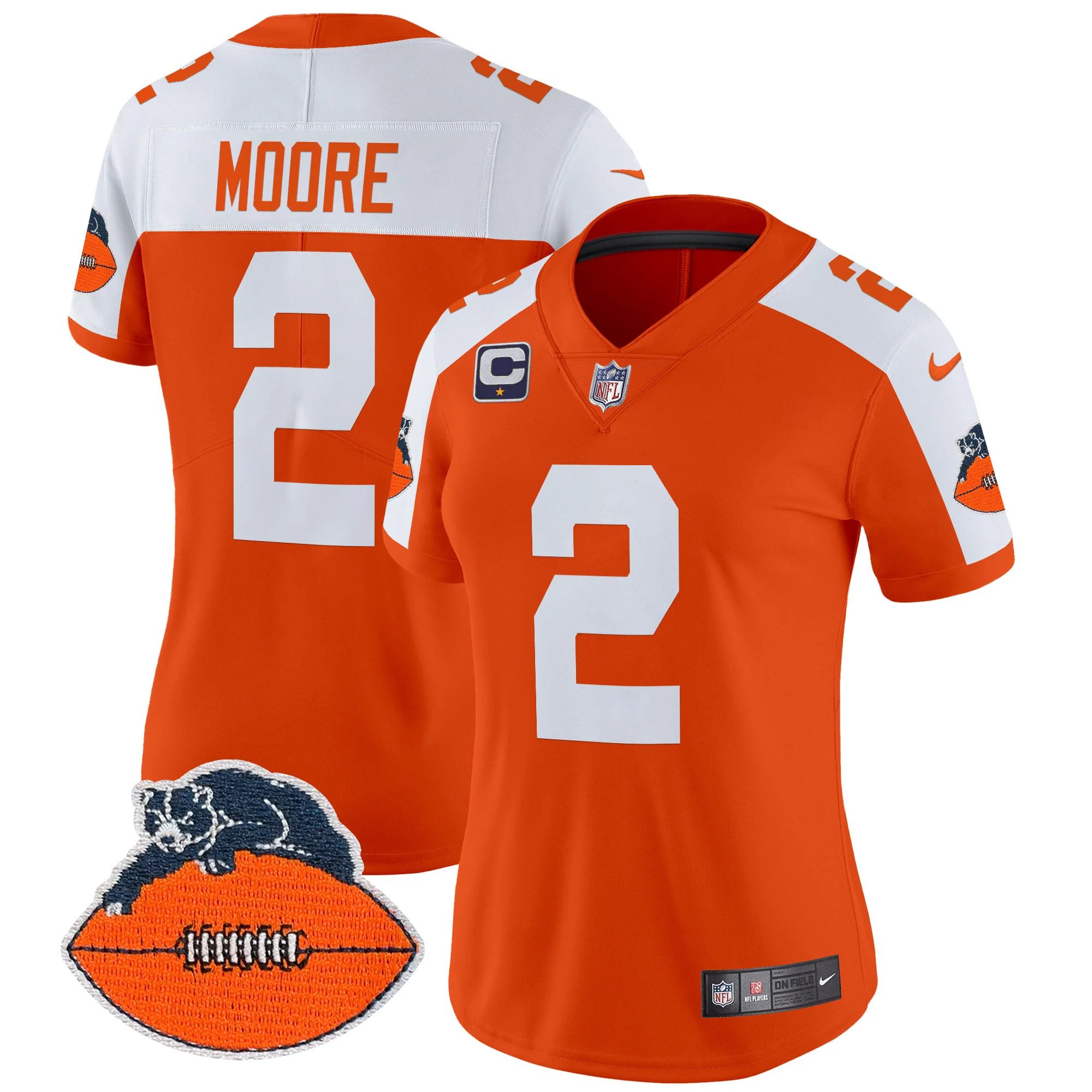 Womens Chicago Bears Throwback Vapor Limited Jersey DJ Moore Jersey Orange Alternate