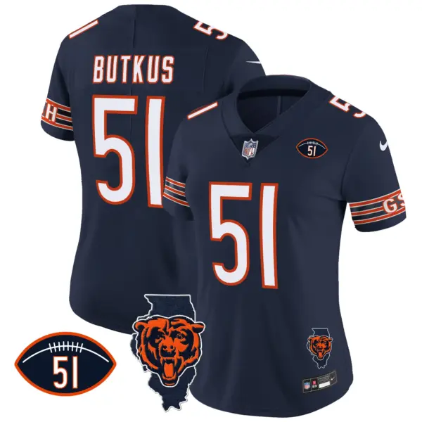 Womens Chicago Bears Illinois Patch Vapor Jersey Dick Butkus Jersey Navy