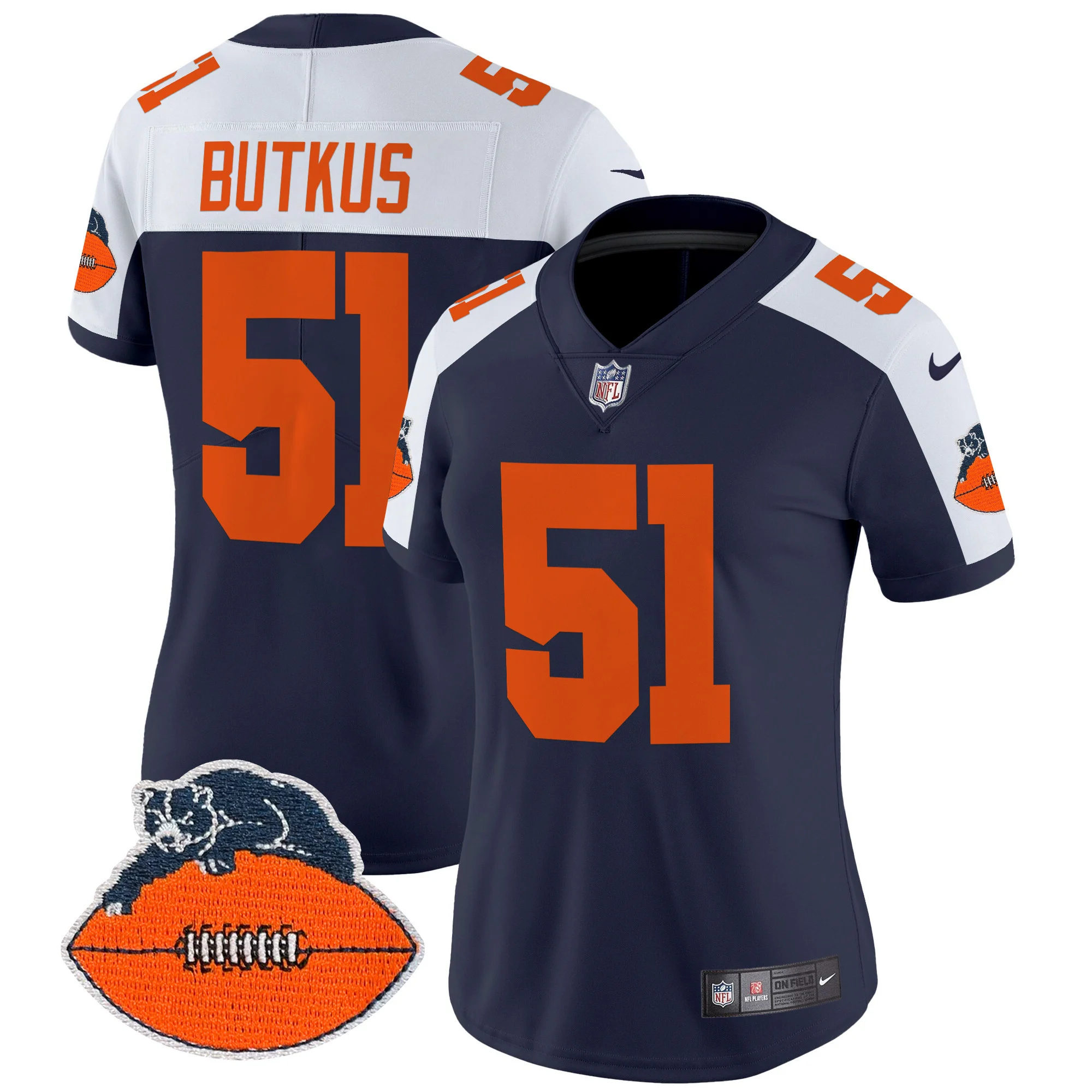 Womens Chicago Bears Throwback Vapor Limited Jersey Dick Butkus Jersey Navy Alternate