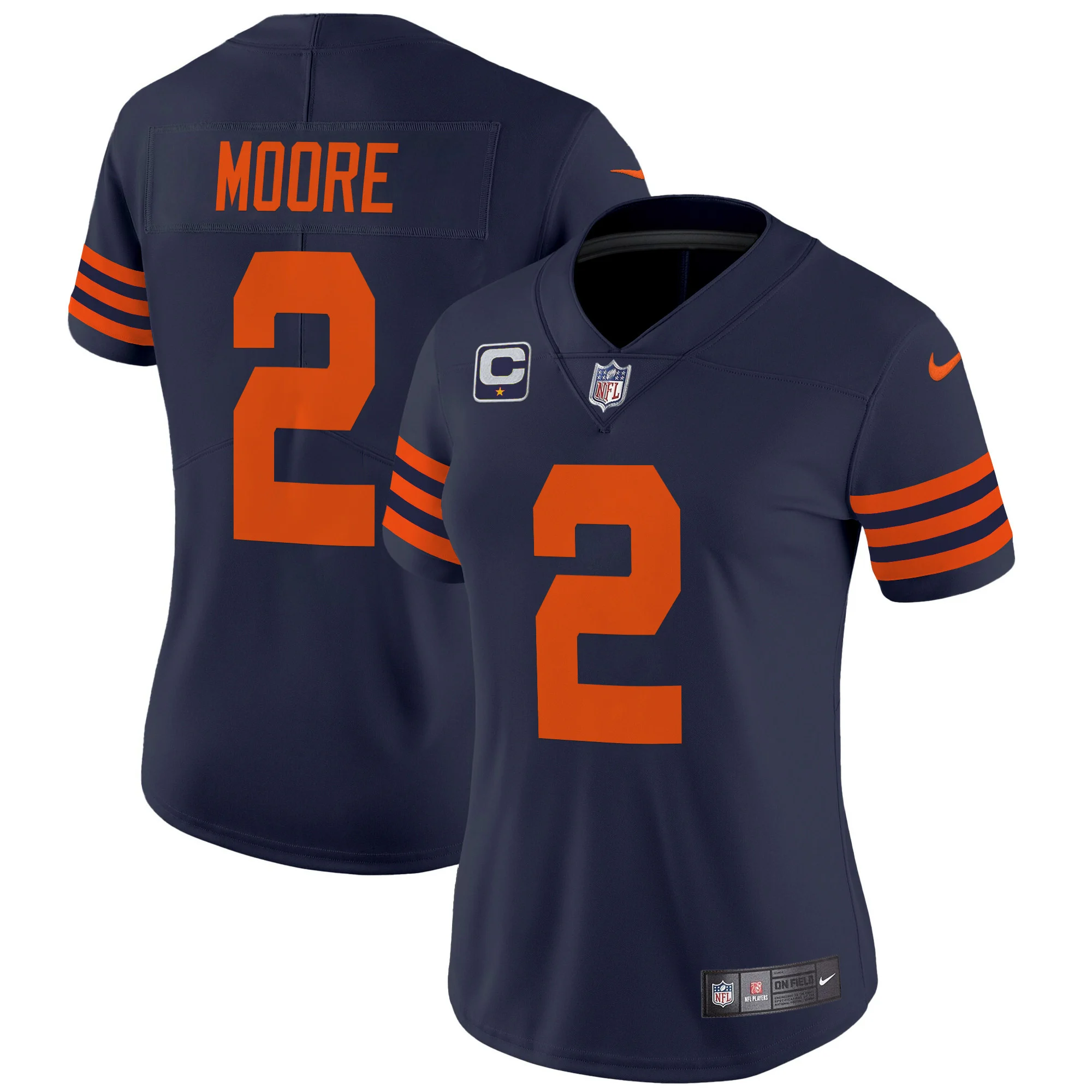 Womens Chicago Bears Throwback Vapor Limited Jersey DJ Moore Jersey Navy
