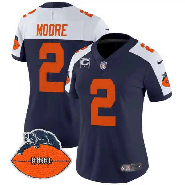 Womens Chicago Bears Throwback Vapor Limited Jersey DJ Moore Jersey Navy Alternate