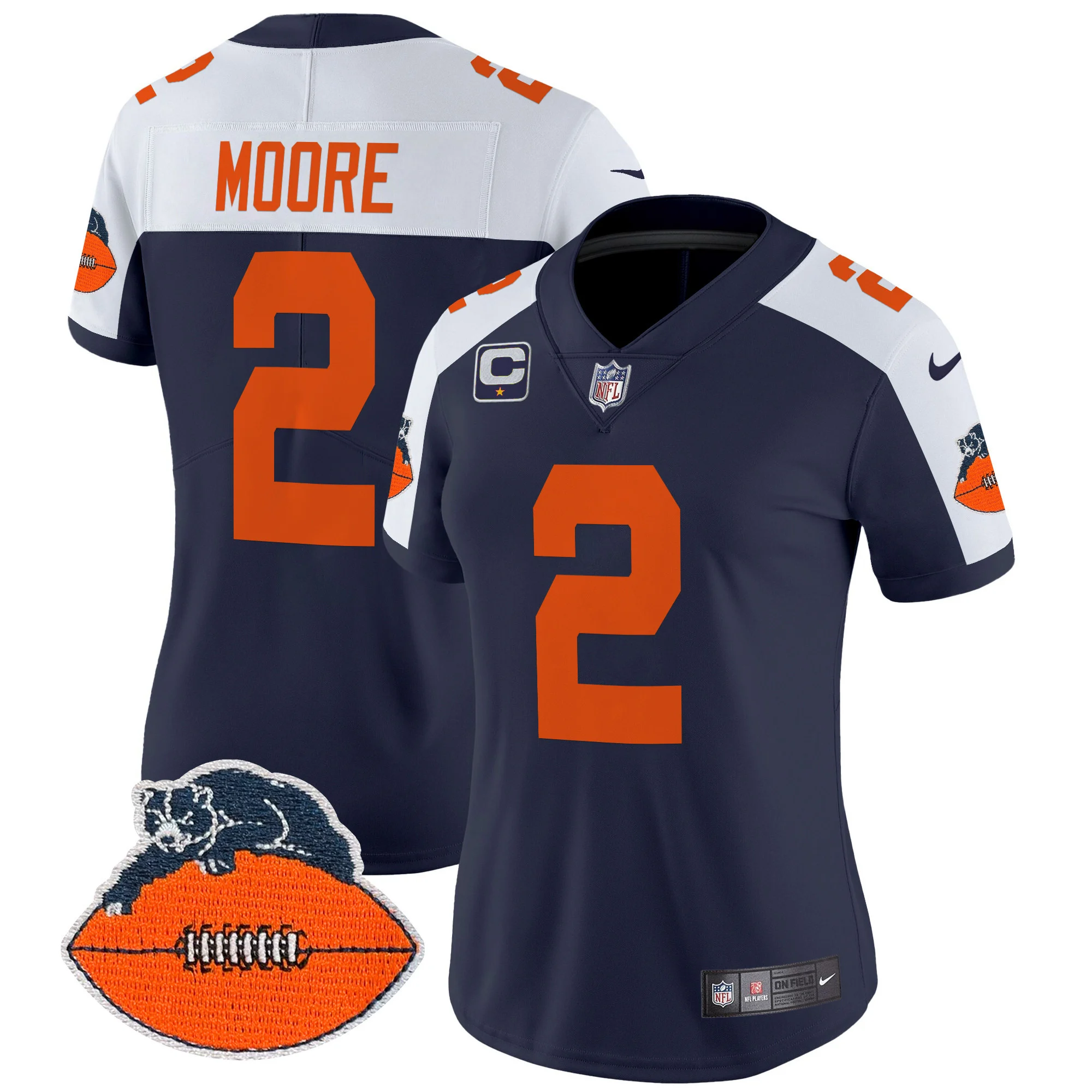 Womens Chicago Bears Throwback Vapor Limited Jersey DJ Moore Jersey Navy Alternate