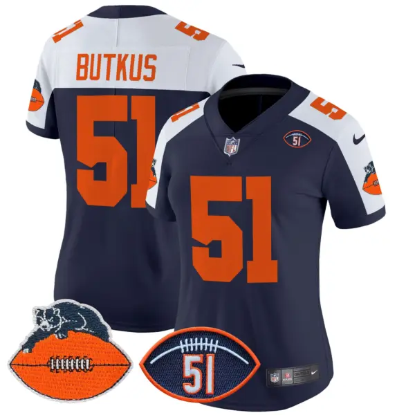 Womens Chicago Bears Dick Butkus Patch Throwback Vapor Limited Jersey Dick Butkus Jersey Navy Alternate