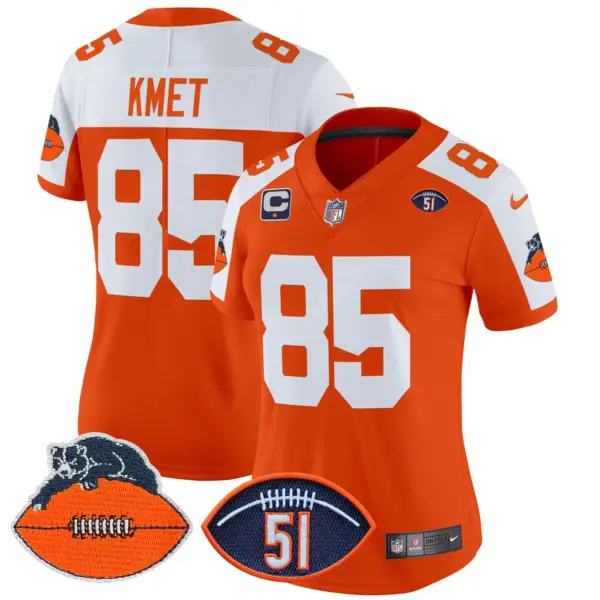 Womens Chicago Bears Dick Butkus Patch Throwback Vapor Limited Jersey Cole Kmet Jersey Orange Alternate