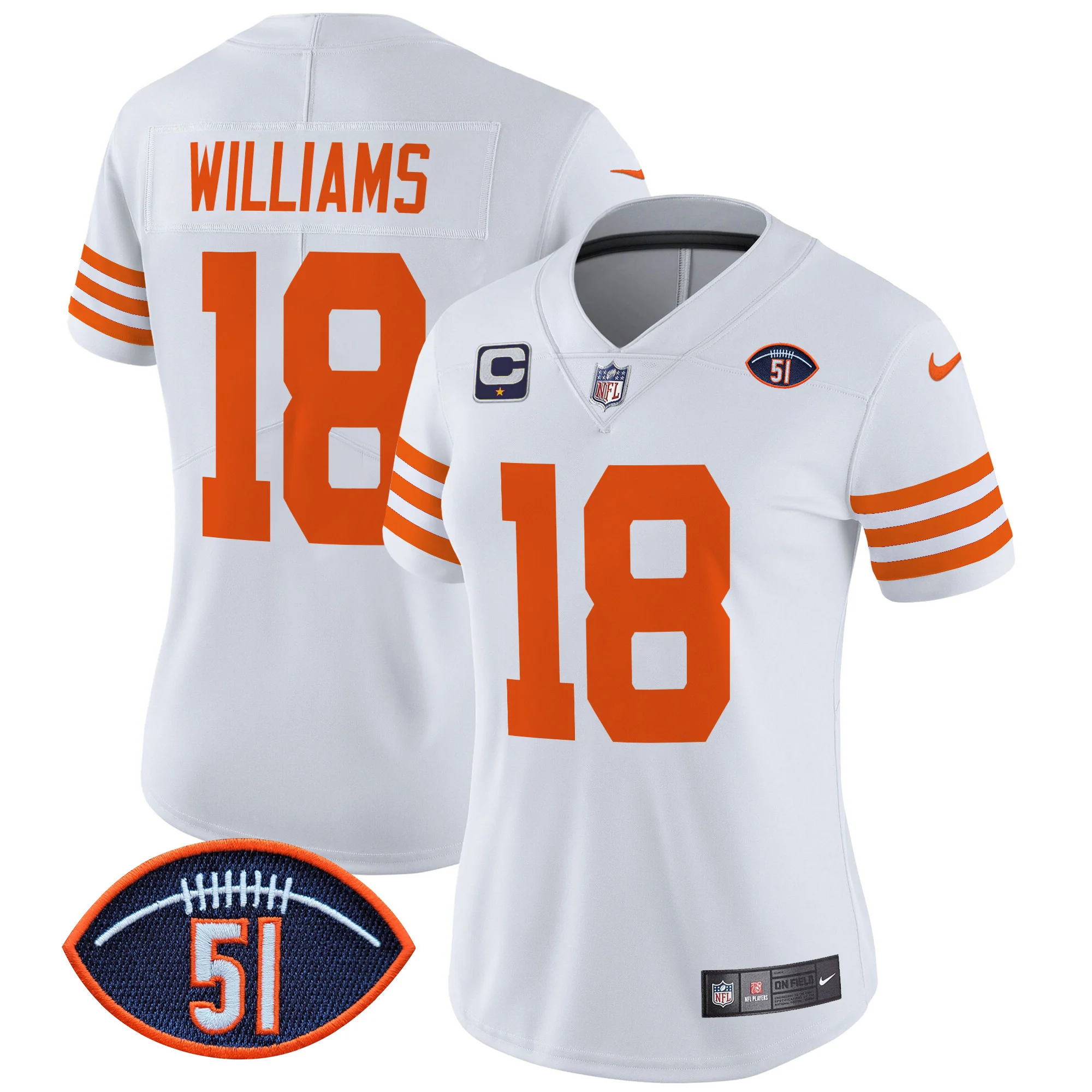 Womens Chicago Bears Dick Butkus Patch Throwback Vapor Limited Jersey Caleb Williams Jersey White