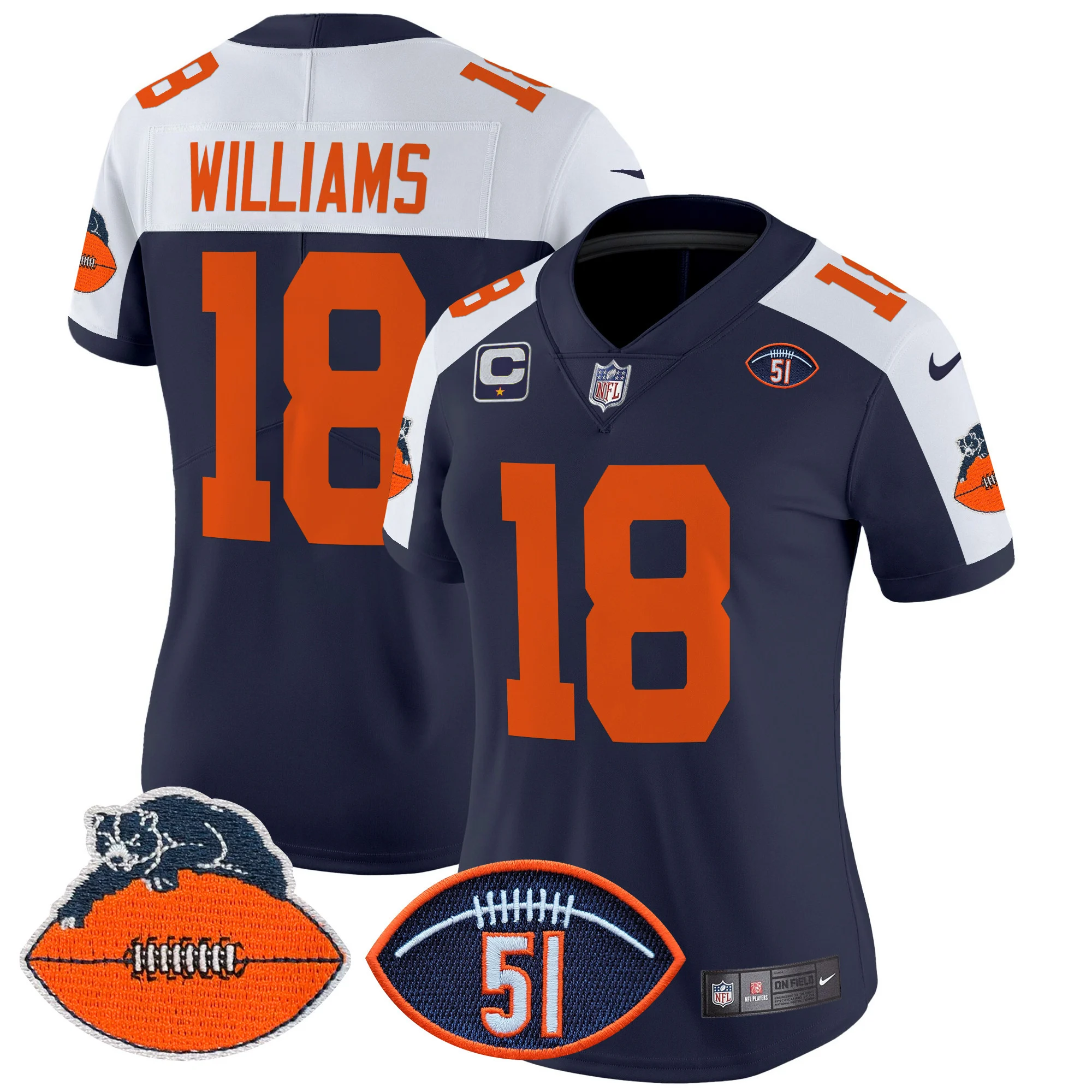 Womens Chicago Bears Dick Butkus Patch Throwback Vapor Limited Jersey Caleb Williams Jersey Navy Alternate