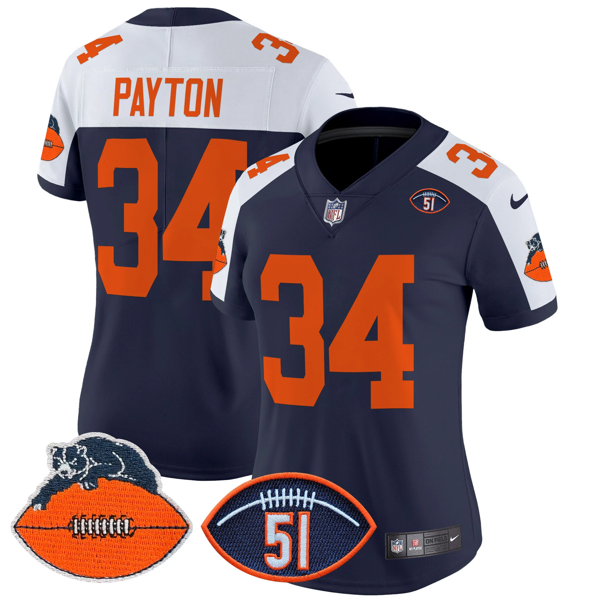 Womens Chicago Bears Dick Butkus Patch Throwback Vapor Limited Jersey Walter Payton Jersey Navy Alternate
