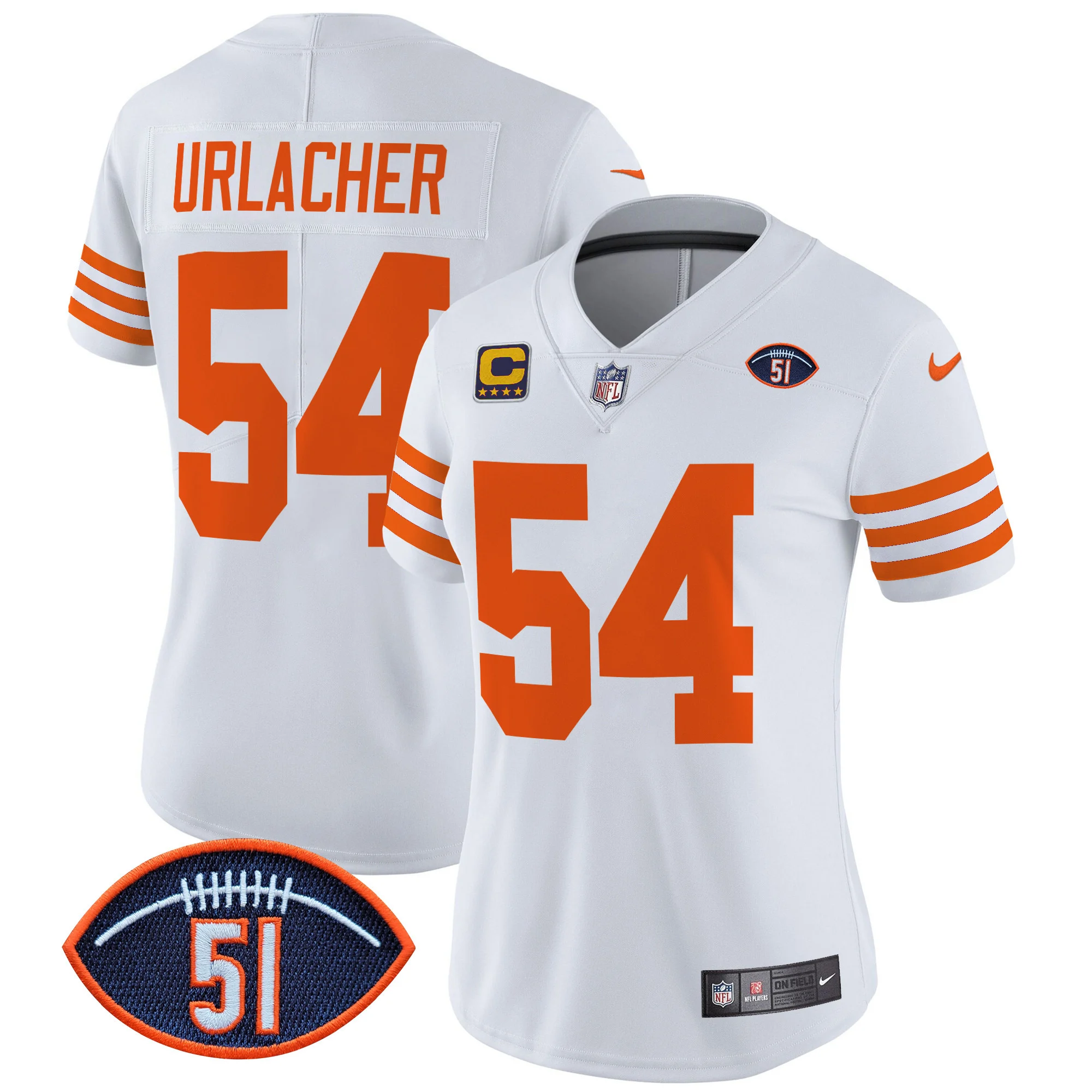 Womens Chicago Bears Dick Butkus Patch Throwback Vapor Limited Jersey Brian Urlacher Jersey White