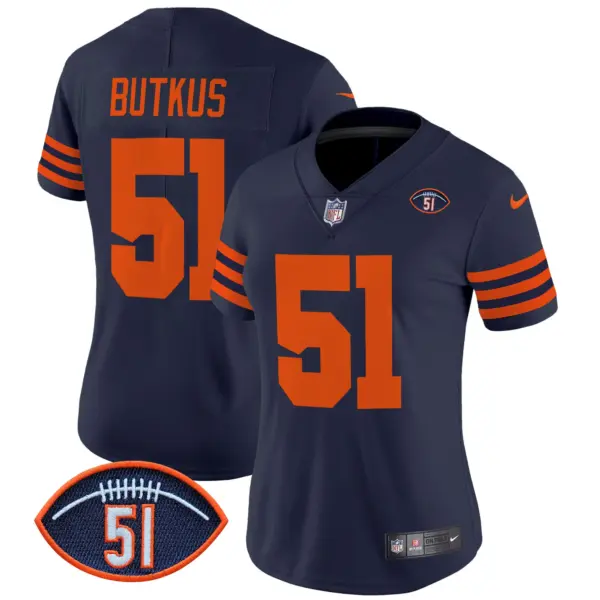 Womens Chicago Bears Dick Butkus Patch Throwback Vapor Limited Jersey Dick Butkus Jersey Navy