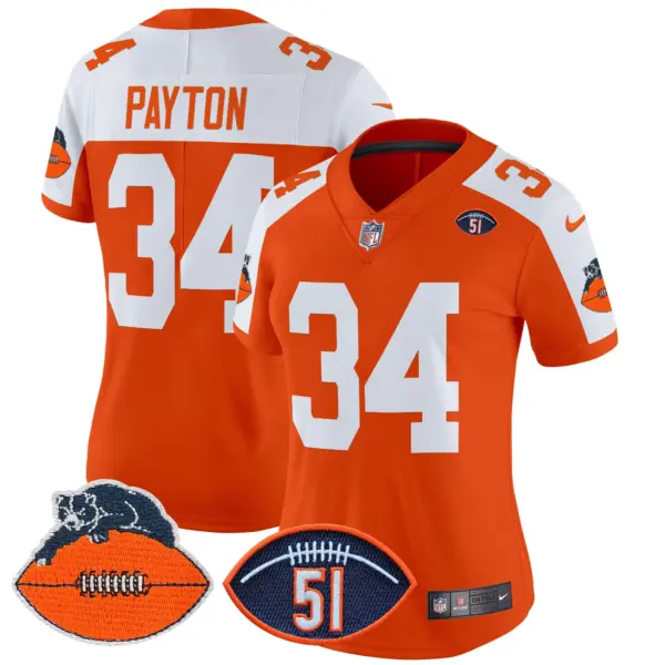 Womens Chicago Bears Dick Butkus Patch Throwback Vapor Limited Jersey Walter Payton Jersey Orange Alternate