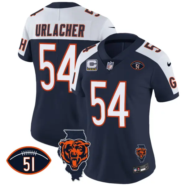 Womens Chicago Bears Illinois Patch Vapor Jersey Brian Urlacher Jersey Navy Alternate