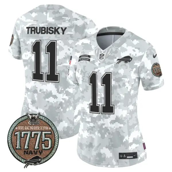 Womens Buffalo Bills 2024 Salute To Service Establishment Year Patch Vapor Limited Jersey Mitchell Trubisky Jersey Navy