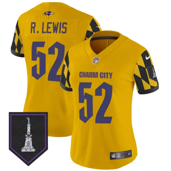 Womens Baltimore Ravens City Edition Patch Vapor Limited Jersey Ray Lewis Jersey Gold