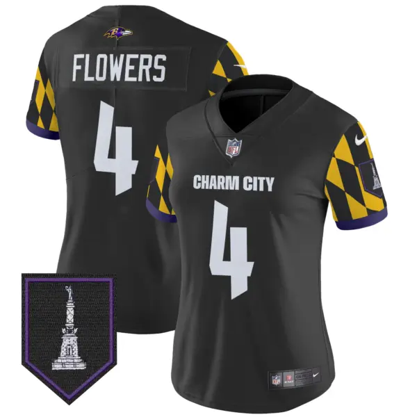 Womens Baltimore Ravens City Edition Patch Vapor Limited Jersey Zay Flowers Jersey Black