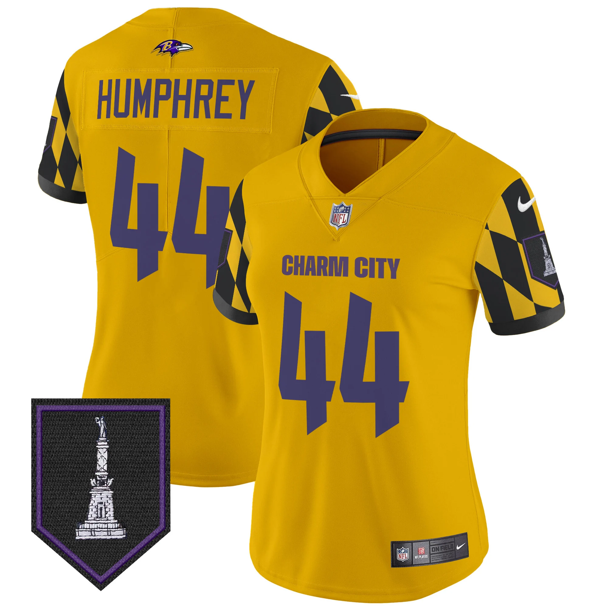 Womens Baltimore Ravens City Edition Patch Vapor Limited Jersey Marlon Humphrey Jersey Gold