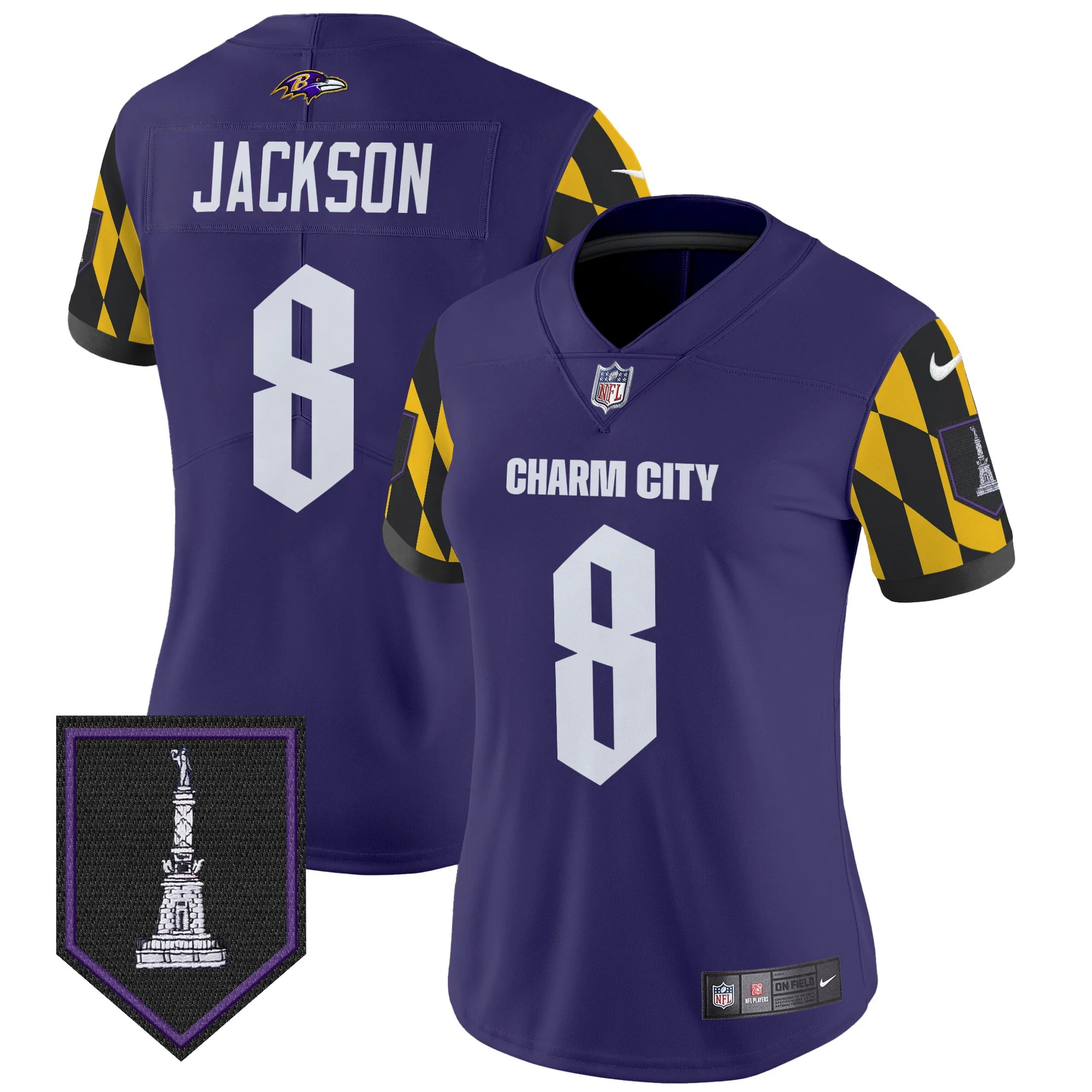 Womens Baltimore Ravens City Edition Patch Vapor Limited Jersey Lamar Jackson Jersey Purple