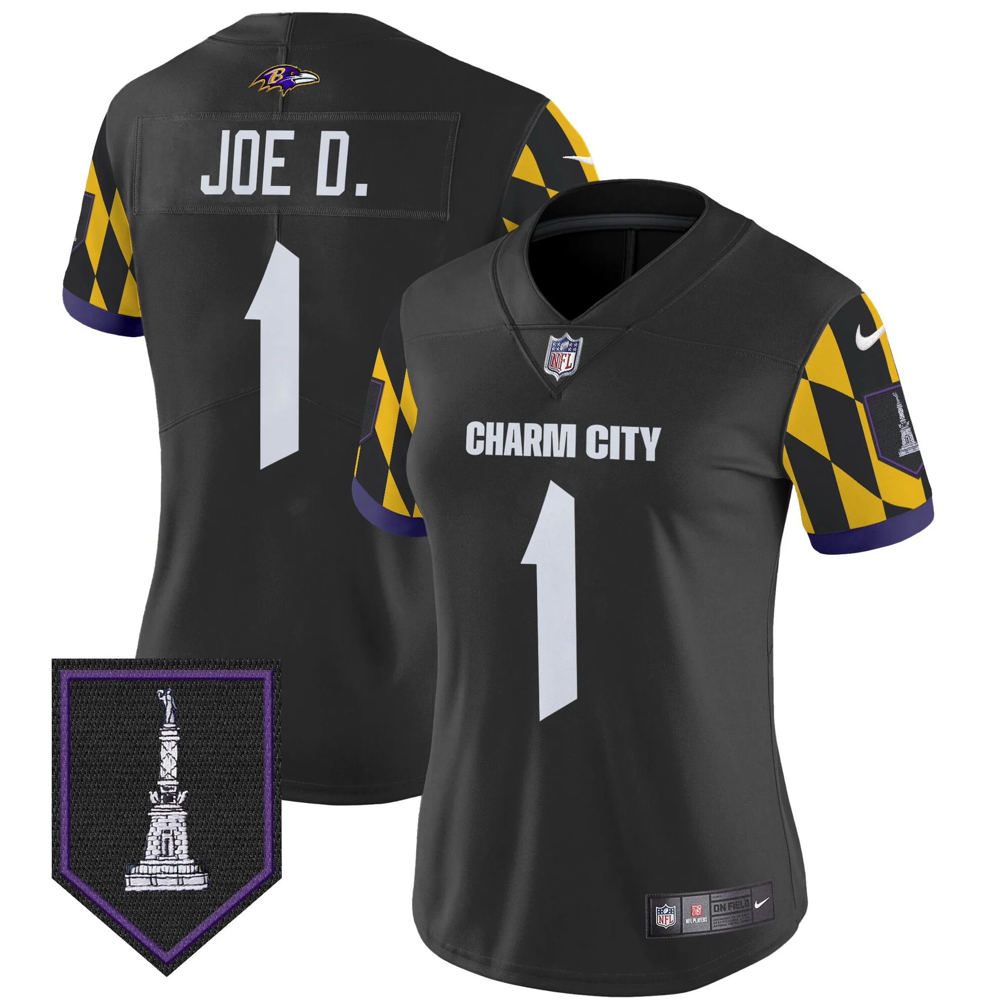Womens Baltimore Ravens City Edition Patch Vapor Limited Jersey Joe D Jersey Black