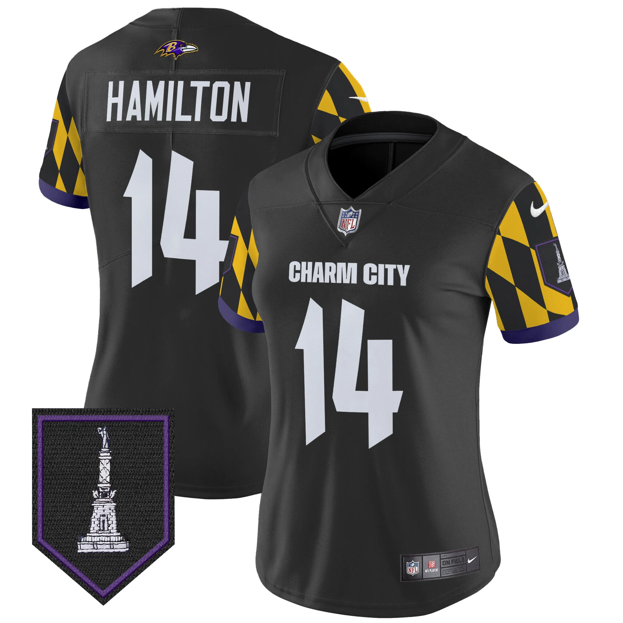 Womens Baltimore Ravens City Edition Patch Vapor Limited Jersey Kyle Hamilton Jersey Black
