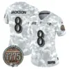 Womens Baltimore Ravens 2024 Salute To Service Establishment Year Patch Vapor Limited Jersey Lamar Jackson Jersey Navy