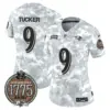Womens Baltimore Ravens 2024 Salute To Service Establishment Year Patch Vapor Limited Jersey Justin Tucker Jersey Army