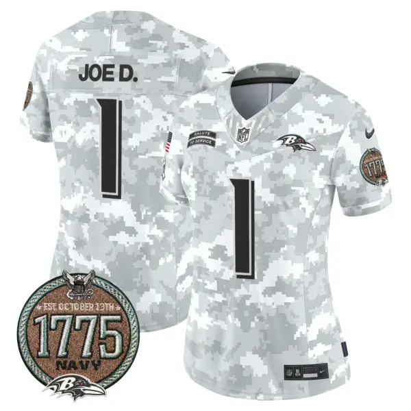 Womens Baltimore Ravens 2024 Salute To Service Establishment Year Patch Vapor Limited Jersey Joe D Jersey Navy