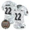 Womens Baltimore Ravens 2024 Salute To Service Establishment Year Patch Vapor Limited Jersey Derrick Henry Jersey Army