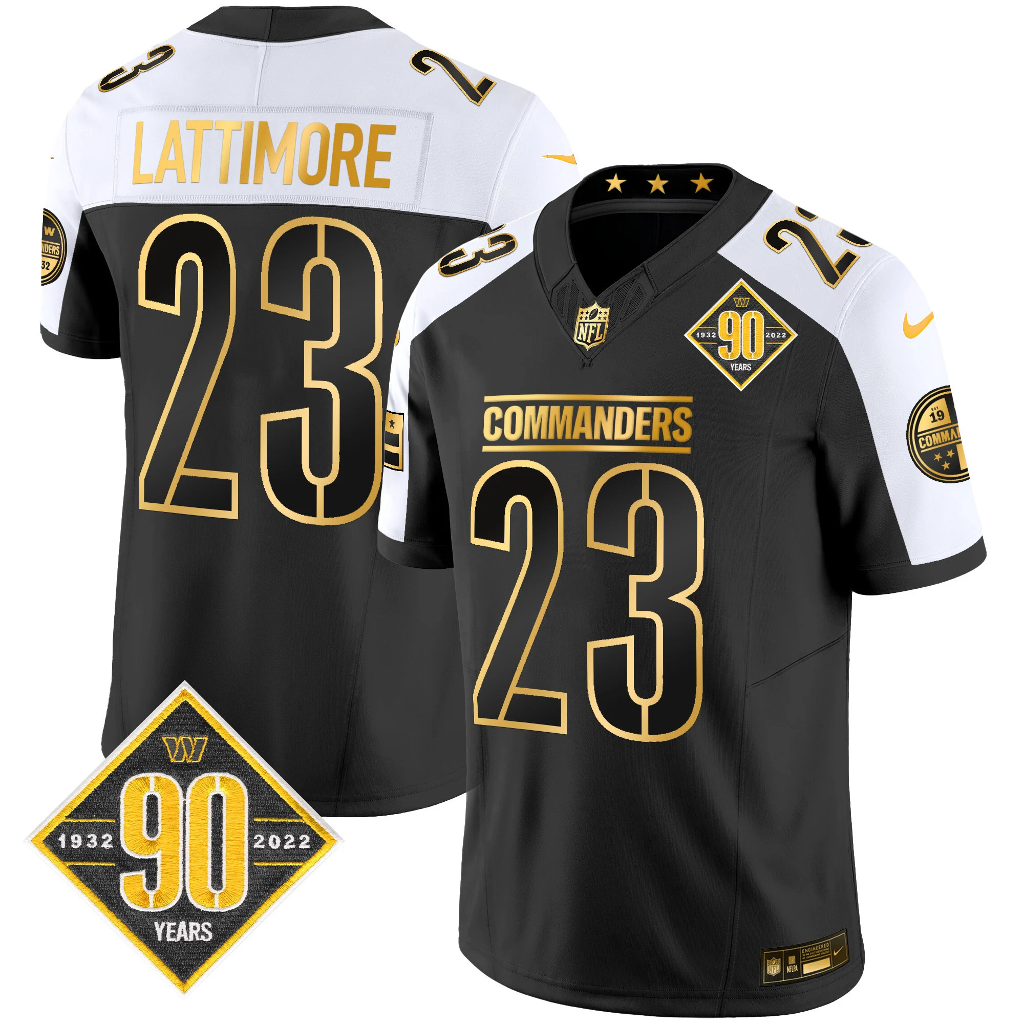 Mens Washington Commanders 90Th Anniversary Patch Gold Vapor Limited Jersey Marshon Lattimore Jersey Alternate