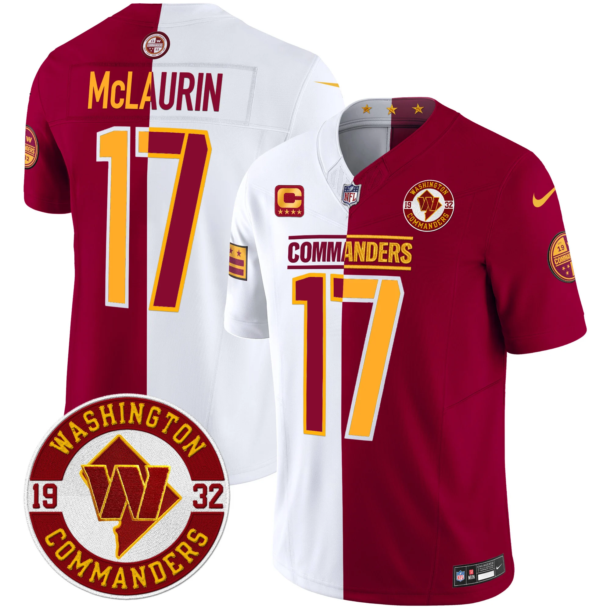 Mens Washington Commanders 2024 Vapor Limited Jersey Est 1932 Patch Terry Mclaurin Jersey Half