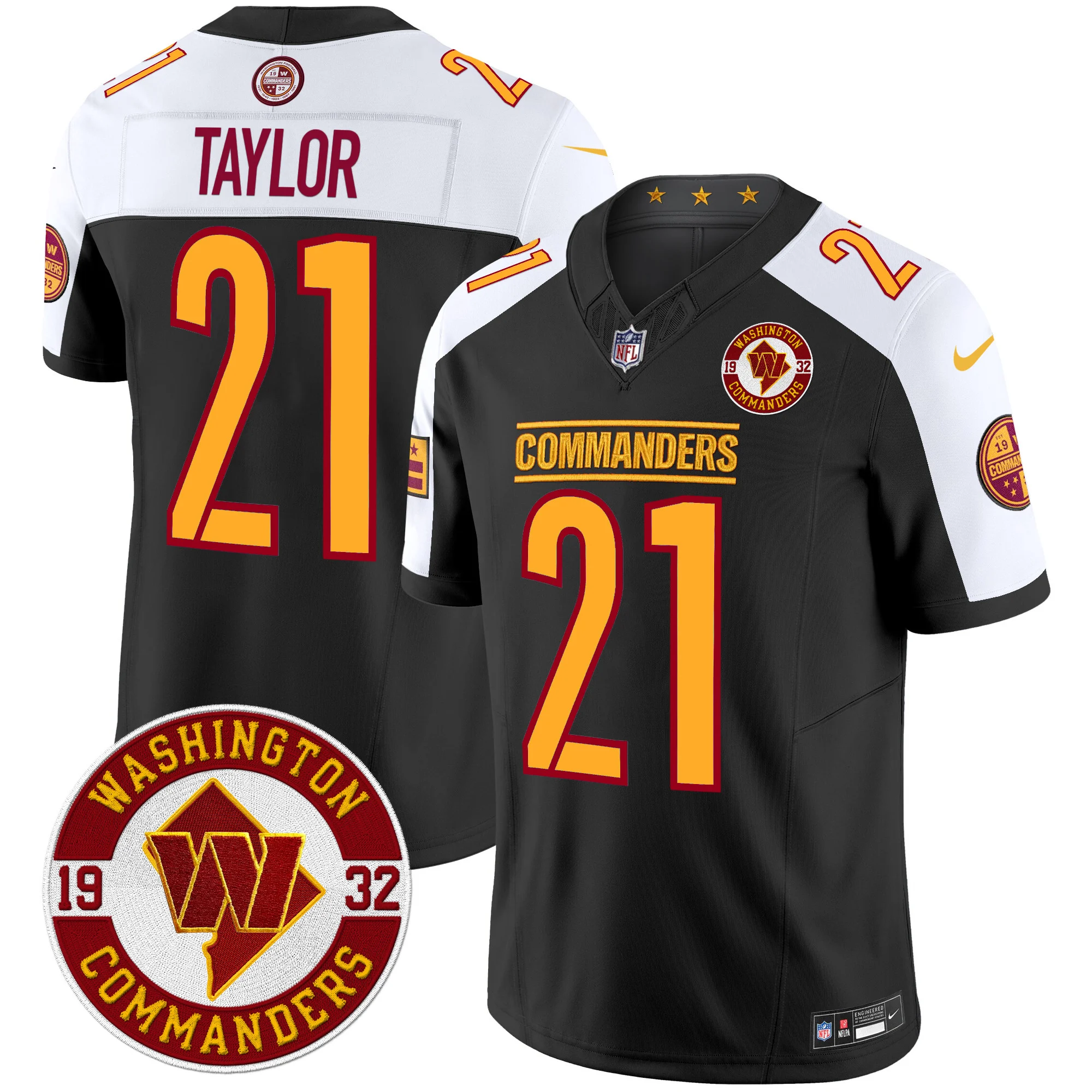 Mens Washington Commanders 2024 Vapor Limited Jersey Est 1932 Patch Sean Taylor Jersey Black Alternate