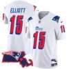 Patriots 1996 Throwback State Patch Vapor Jersey – All Stitched – White – Ezekiel Elliott Jersey