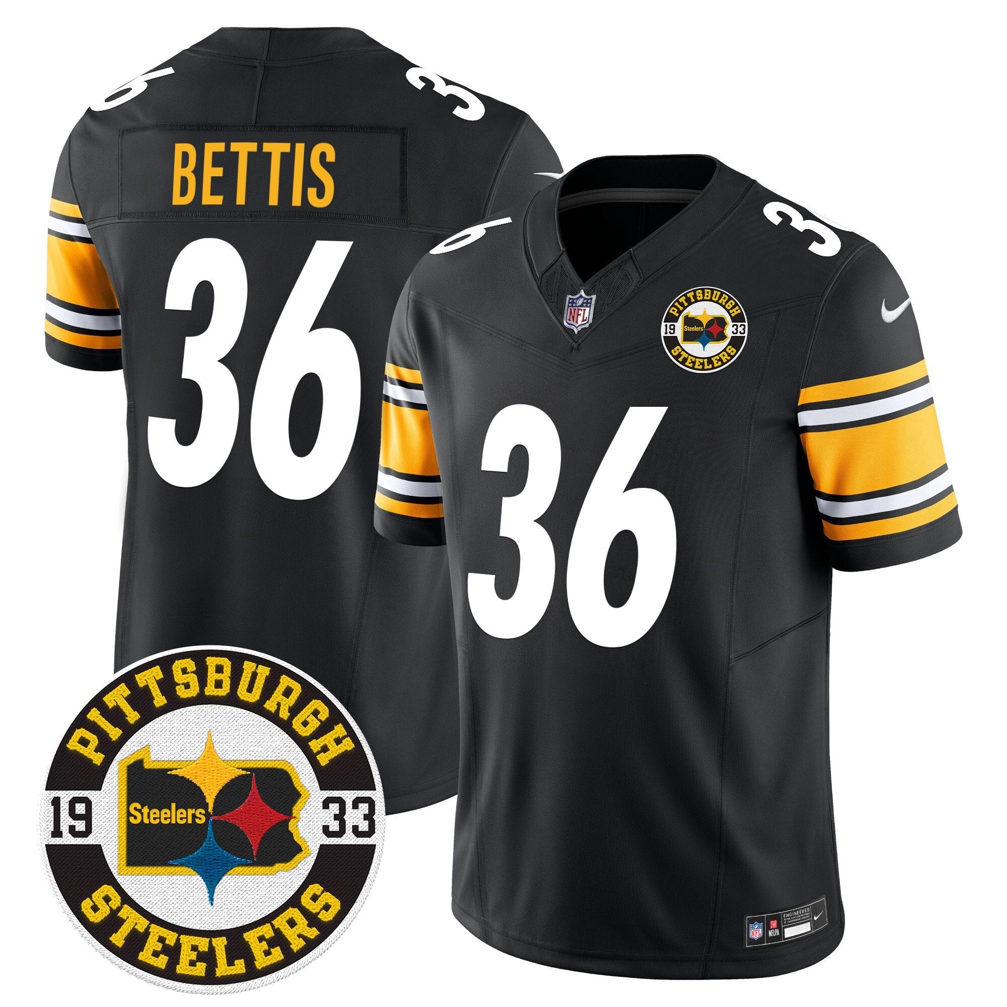 Steelers 2024 Vapor Limited Jersey – Est 1933 Patch – All Stitched – Black – Jerome Bettis Jersey