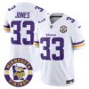 Minnesota Vikings 2024 Vapor Limited Jersey V2 – Est. 1961 Patch – All Stitched – White – Aaron Jones Jersey