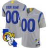 Rams California Patch Vapor Limited Custom Jersey – All Stitched – Gray Jersey