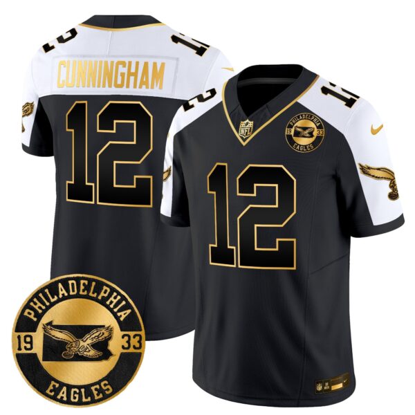 Philadelphia Eagles 2024 Throwback Gold Vapor Limited Jersey – Est. 1933 Patch – All Stitched – Alternate – Randall Cunningham Jersey